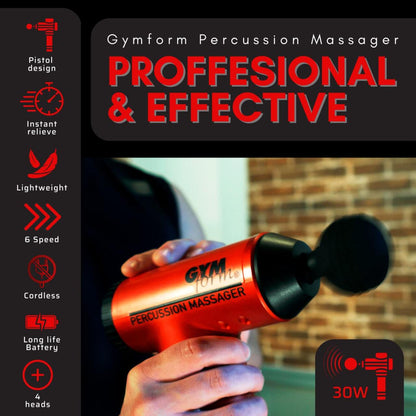 GYMFORM Percussion Professional Massage Gun - 6 Speeds - 6000 Pulses