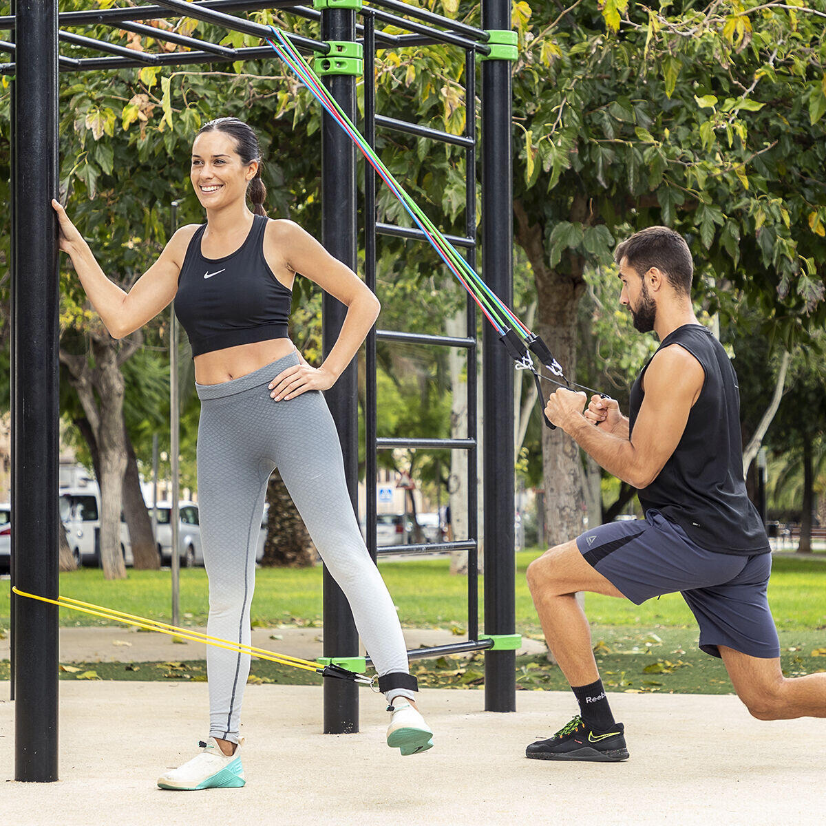 Set of 5 Resistance Bands with Accessories and Exercise Guide - Rebainer