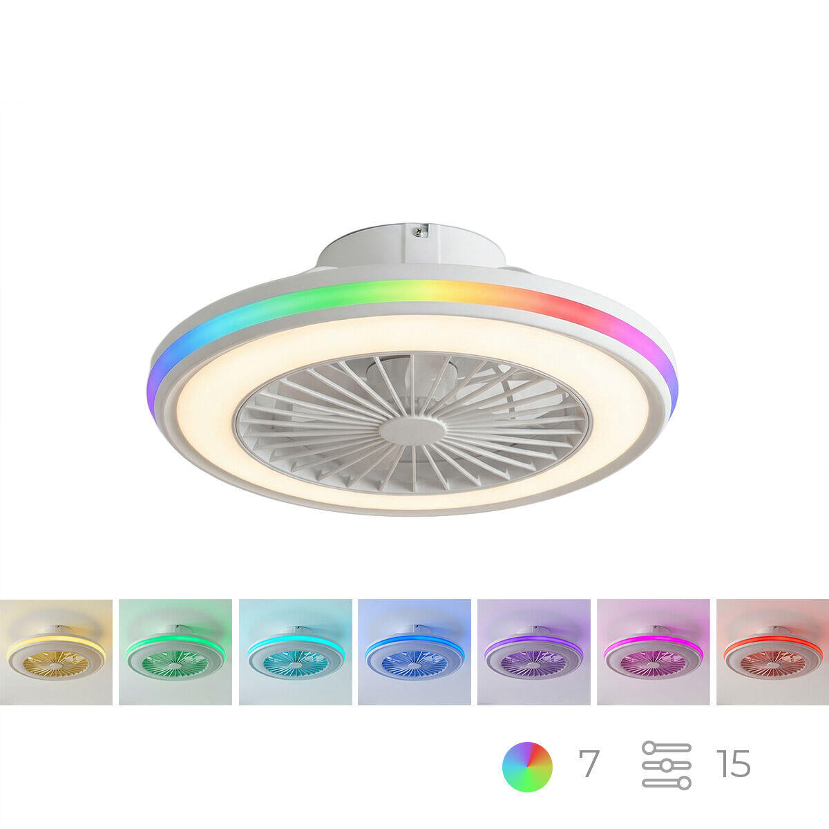 Ventilador de Techo con Luz LED RGB  | Aspas Ocultas | Motor DC | Mando | Nexory InnovaGoods