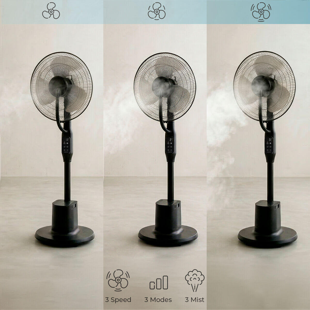 Ventilador de Pie Nebulizador con Mando a Distancia | 90W | 3L | Sprair InnovaGoods