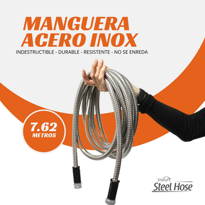STARLYF STEEL HOSE | Mangueira de Aço Inoxidável 7,62 metros | Ultra Resistente