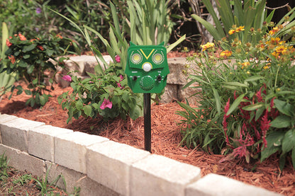 Espanta-Animais Solar Inteligente OWL GUARDS | Coruja com Ultrassom e Luz