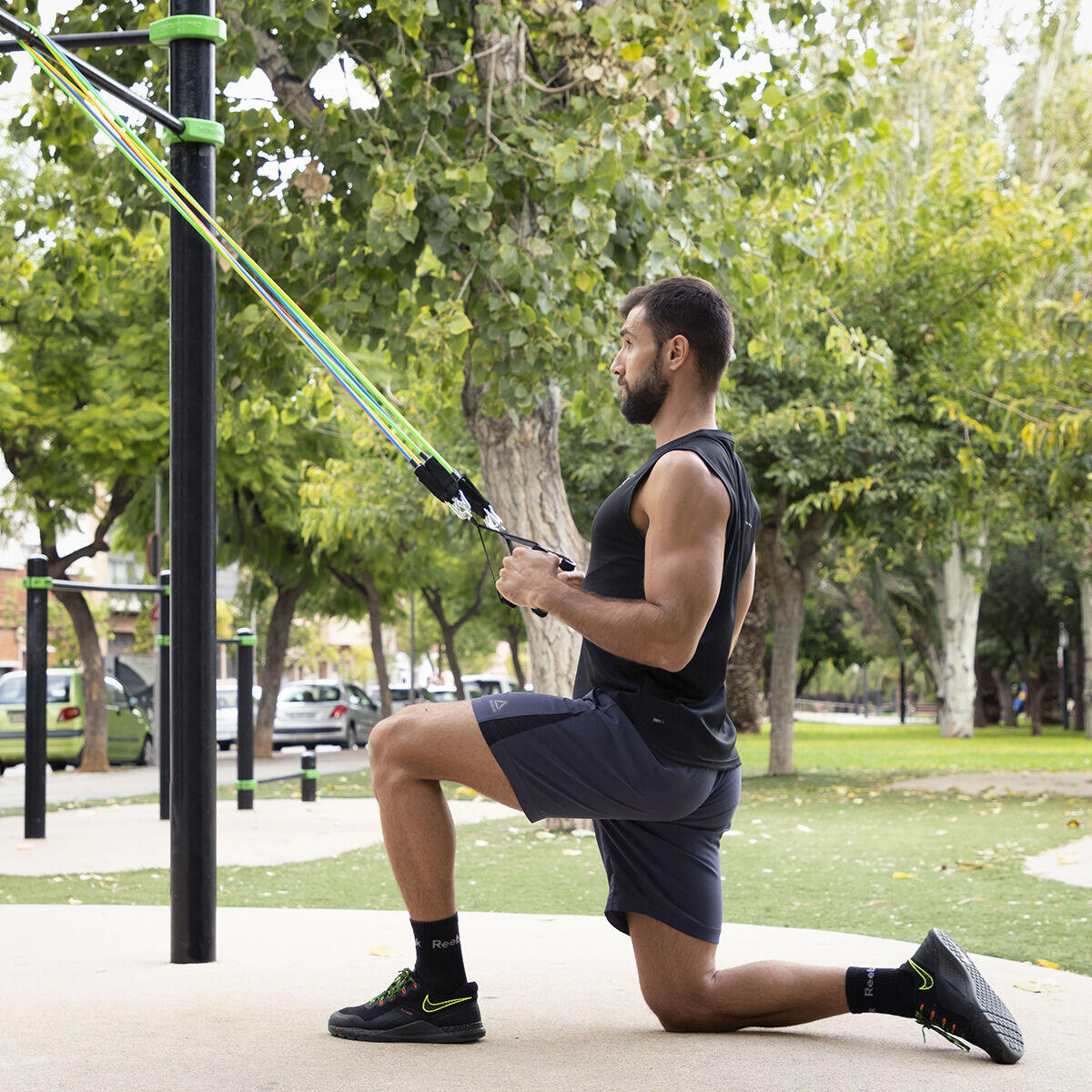 Set of 5 Resistance Bands with Accessories and Exercise Guide - Rebainer