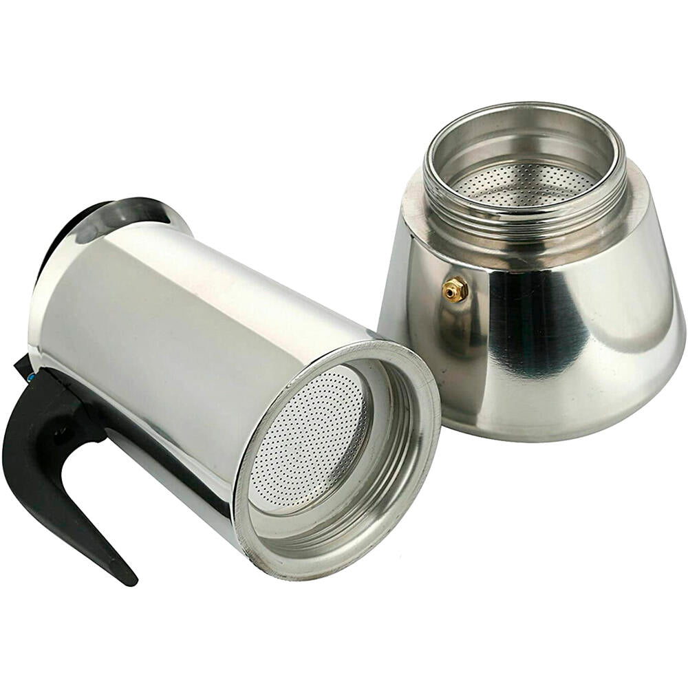 Cafetera Italiana de Acero Inoxidable 9 Tazas | Inducción | Antidrop | Acabado Espejo