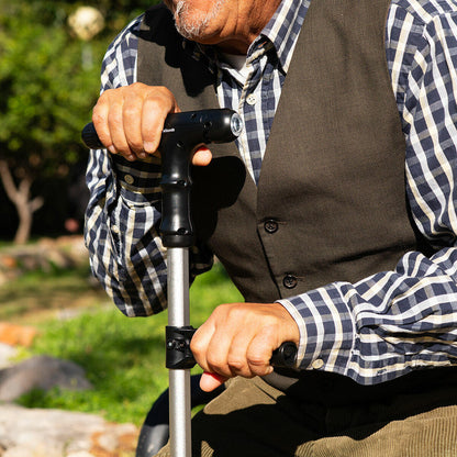 Extendable Walking Stick with LED, Alarm and Clips - 6 Heights - Up to 70kg