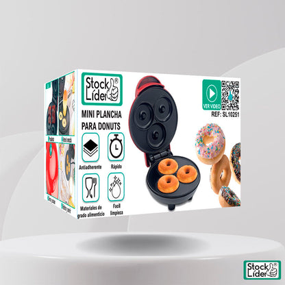 Mini Máquina de Donuts | 3 Rosquillas a la Vez | Antiadherente | Calefacción Doble