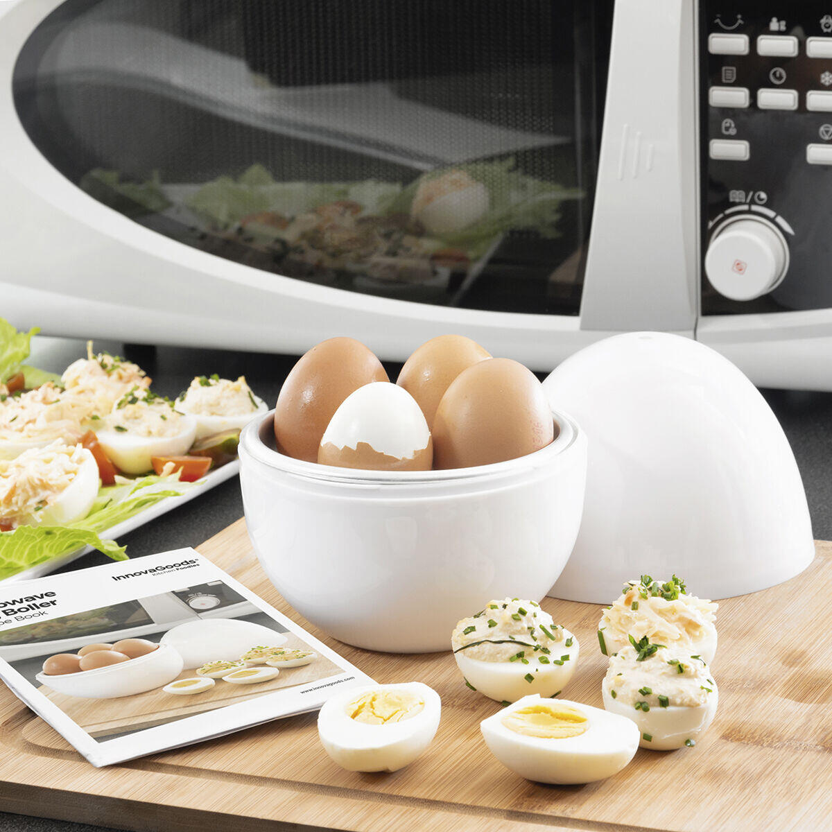 Fervedor de Ovos para Micro-ondas Boilegg InnovaGoods | 4 Ovos | Sem BPA | Livro de Receitas