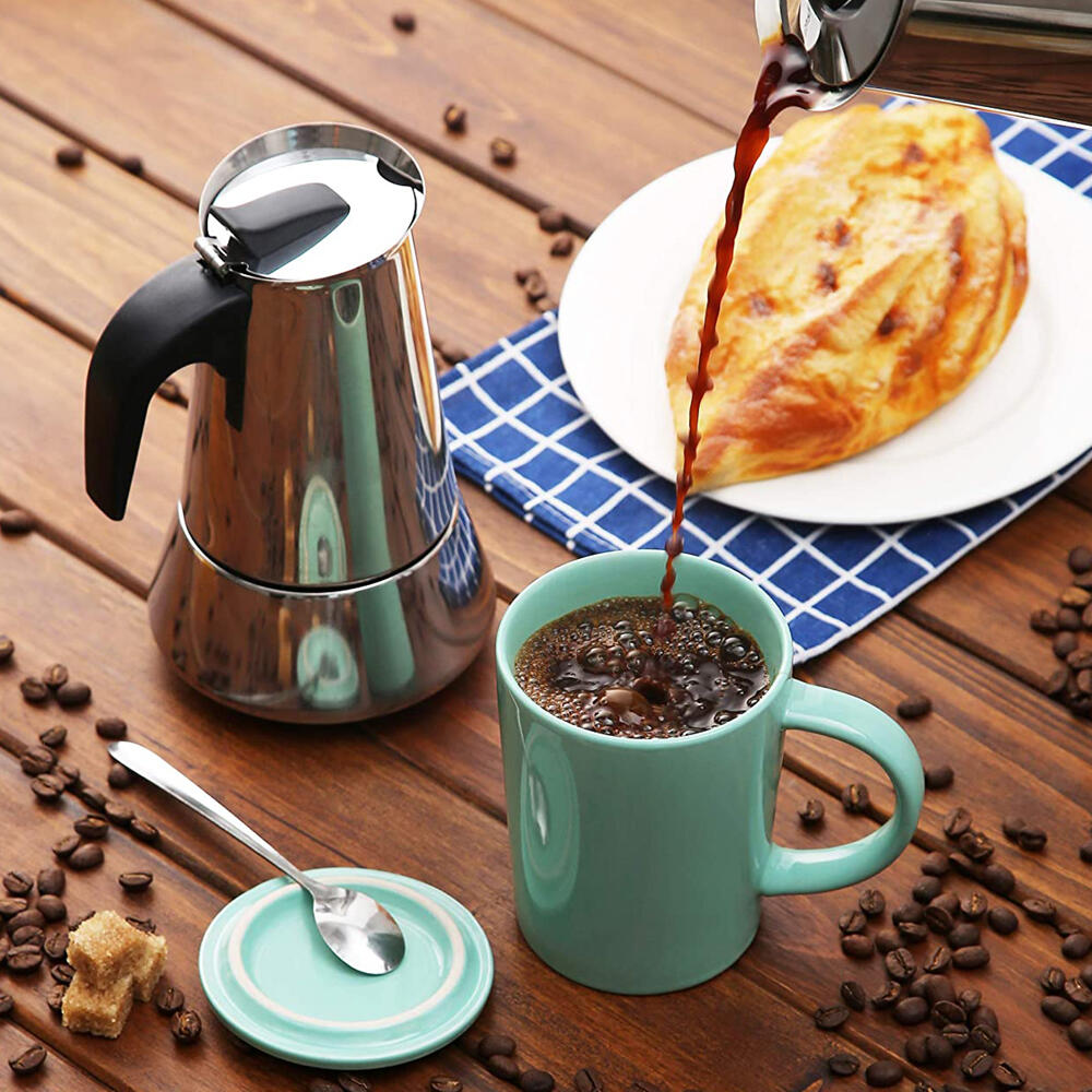 Cafetera Italiana de Acero Inoxidable 9 Tazas | Inducción | Antidrop | Acabado Espejo