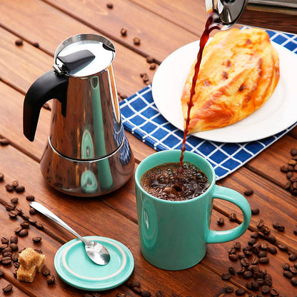 Cafetera Italiana de Acero Inoxidable 9 Tazas | Inducción | Antidrop | Acabado Espejo