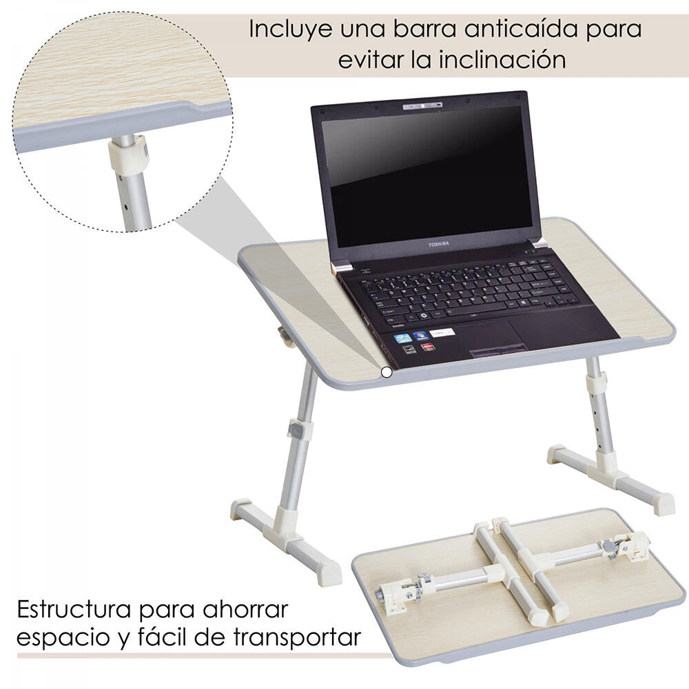 Mesa Plegable Portátil para Ordenador | 5 Alturas | Ventilador USB