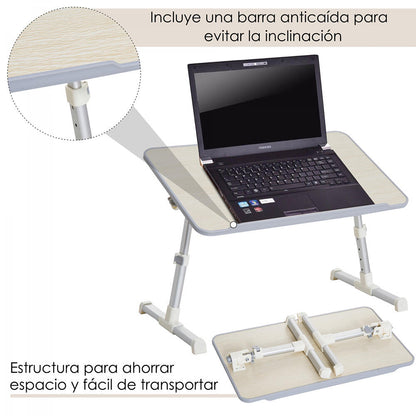 Mesa Plegable Portátil para Ordenador | 5 Alturas | Ventilador USB