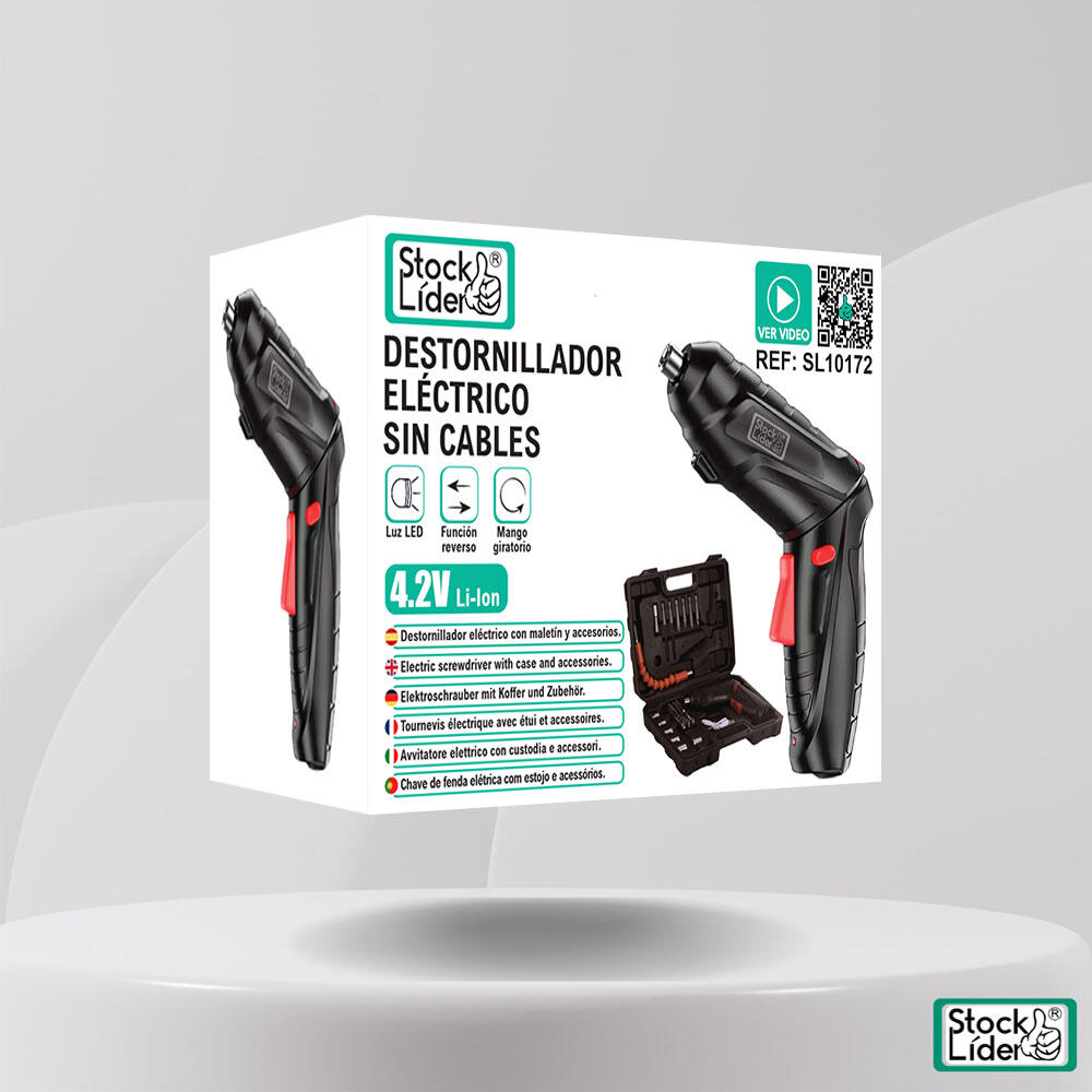 Destornillador Eléctrico Sin Cables | Luz LED | Mango Giratorio 90°-180° | 47 piezas