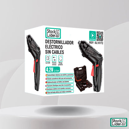 Destornillador Eléctrico Sin Cables | Luz LED | Mango Giratorio 90°-180° | 47 piezas
