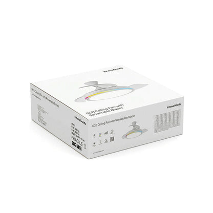 Ventilador de Techo con Luz LED RGB InnovaGoods | 4 Aspas Retráctiles | Motor DC | Mando