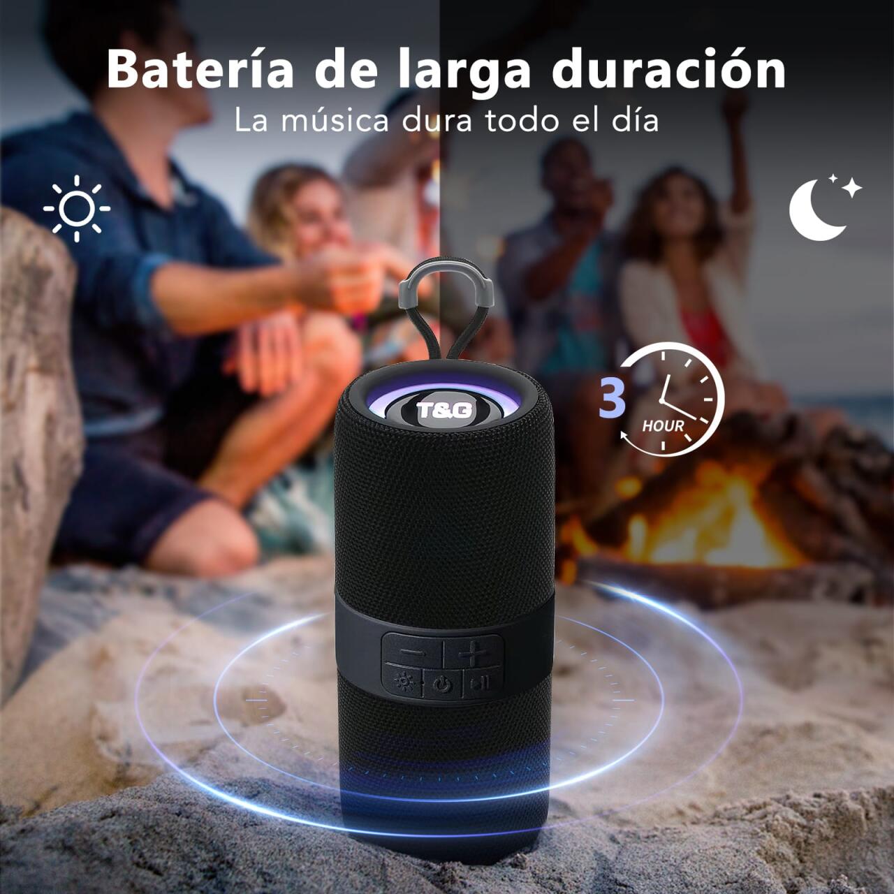 Altavoz Portátil Bluetooth 5.0 | FM, AUX, USB, MicroSD | Con Luz | RGB TG671