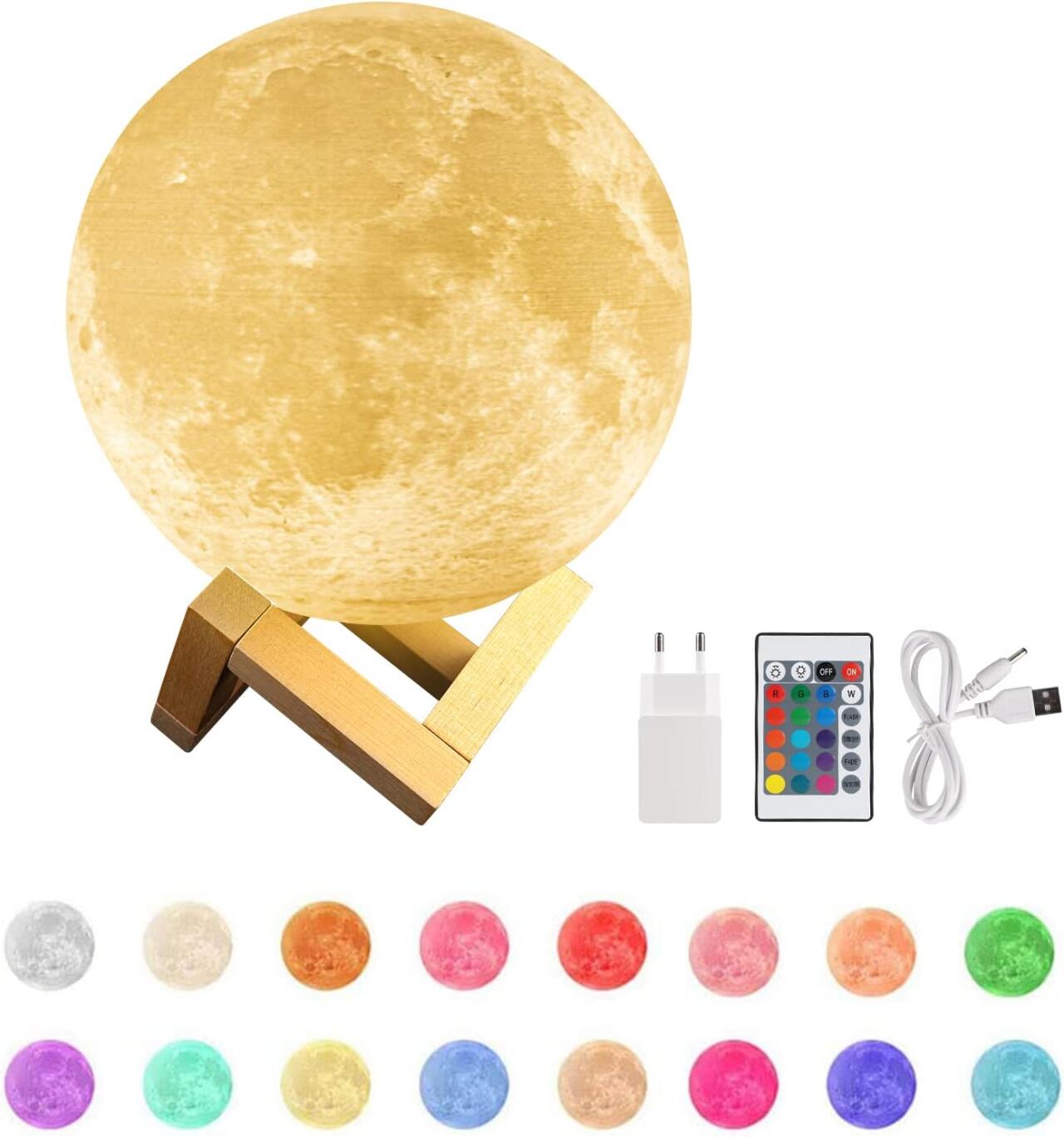 3D Moon Lamp 16 Colors - Remote Control