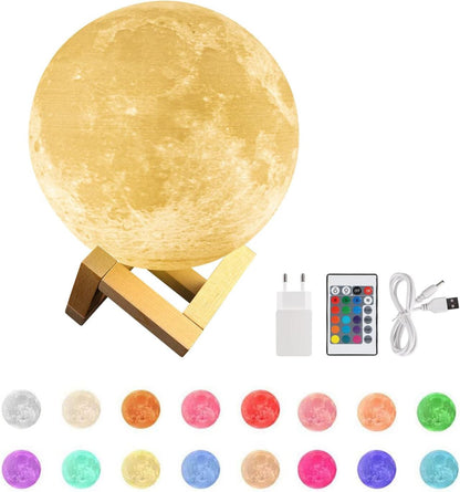 3D Moon Lamp 16 Colors - Remote Control