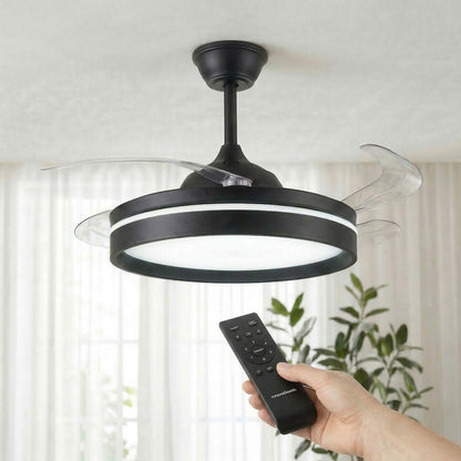 Ventilador de Techo con Luz LED InnovaGoods | 4 Aspas Retráctiles | Motor DC | Mando