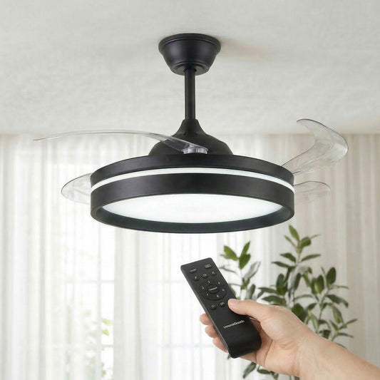 Ventilador de Techo con Luz LED InnovaGoods | 4 Aspas Retráctiles | Motor DC | Mando