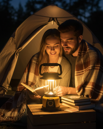 Lámpara Camping Portátil LED + Filamento | Brillo Ajustable | Sin Cables | Asa y Gancho