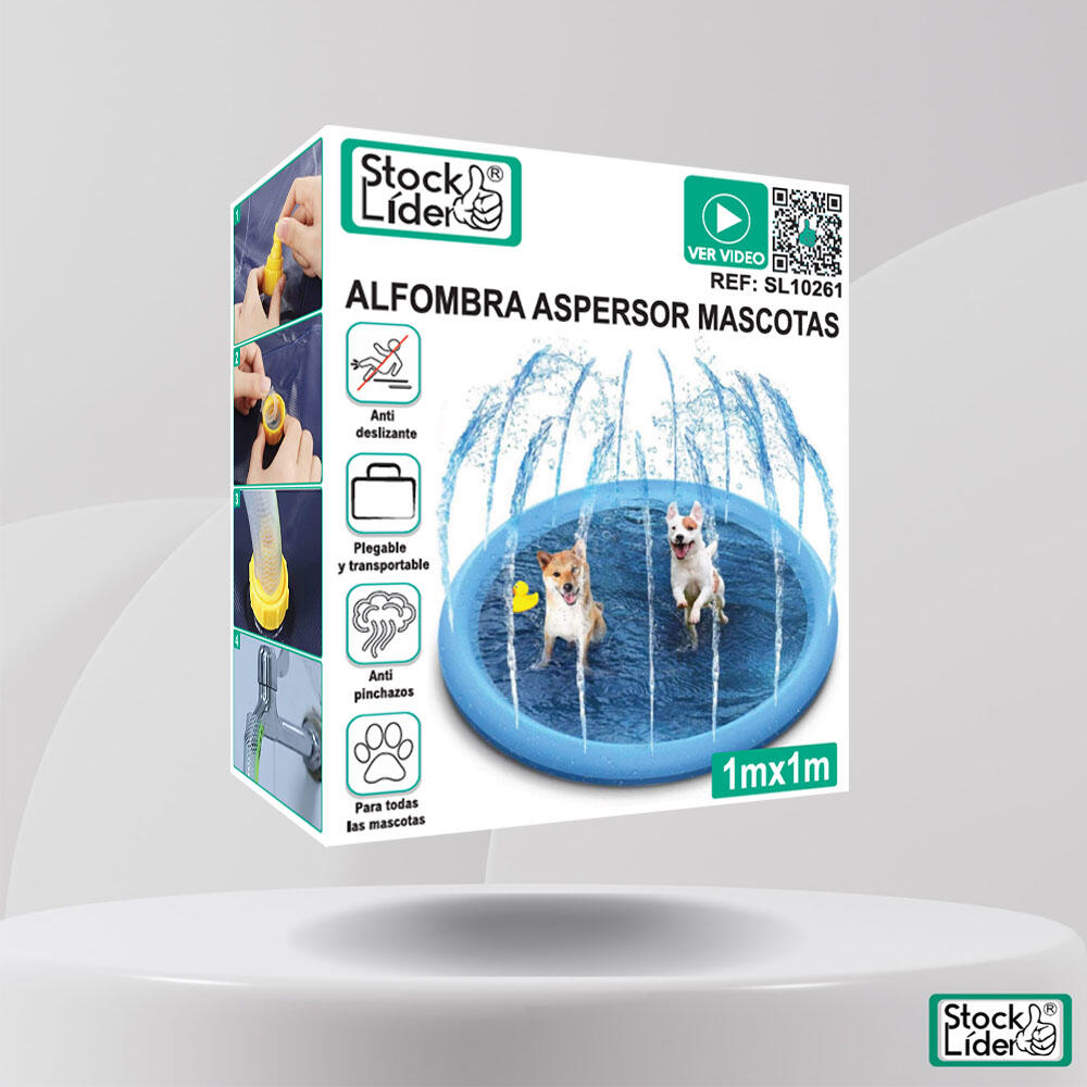 Alfombra Aspersor para Mascotas PVC | Piscina Plegable Antipinchazos 1m | Stock Líder