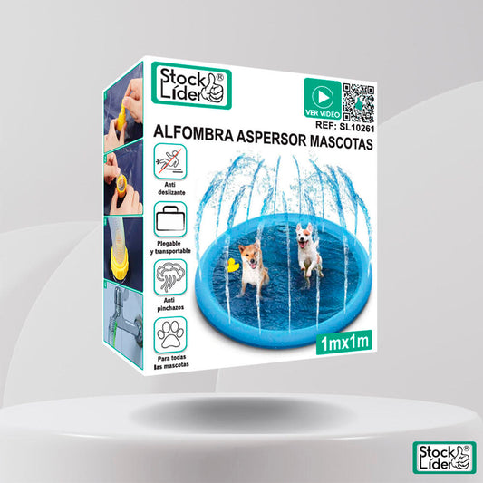 Alfombra Aspersor para Mascotas PVC | Piscina Plegable Antipinchazos 1m | Stock Líder