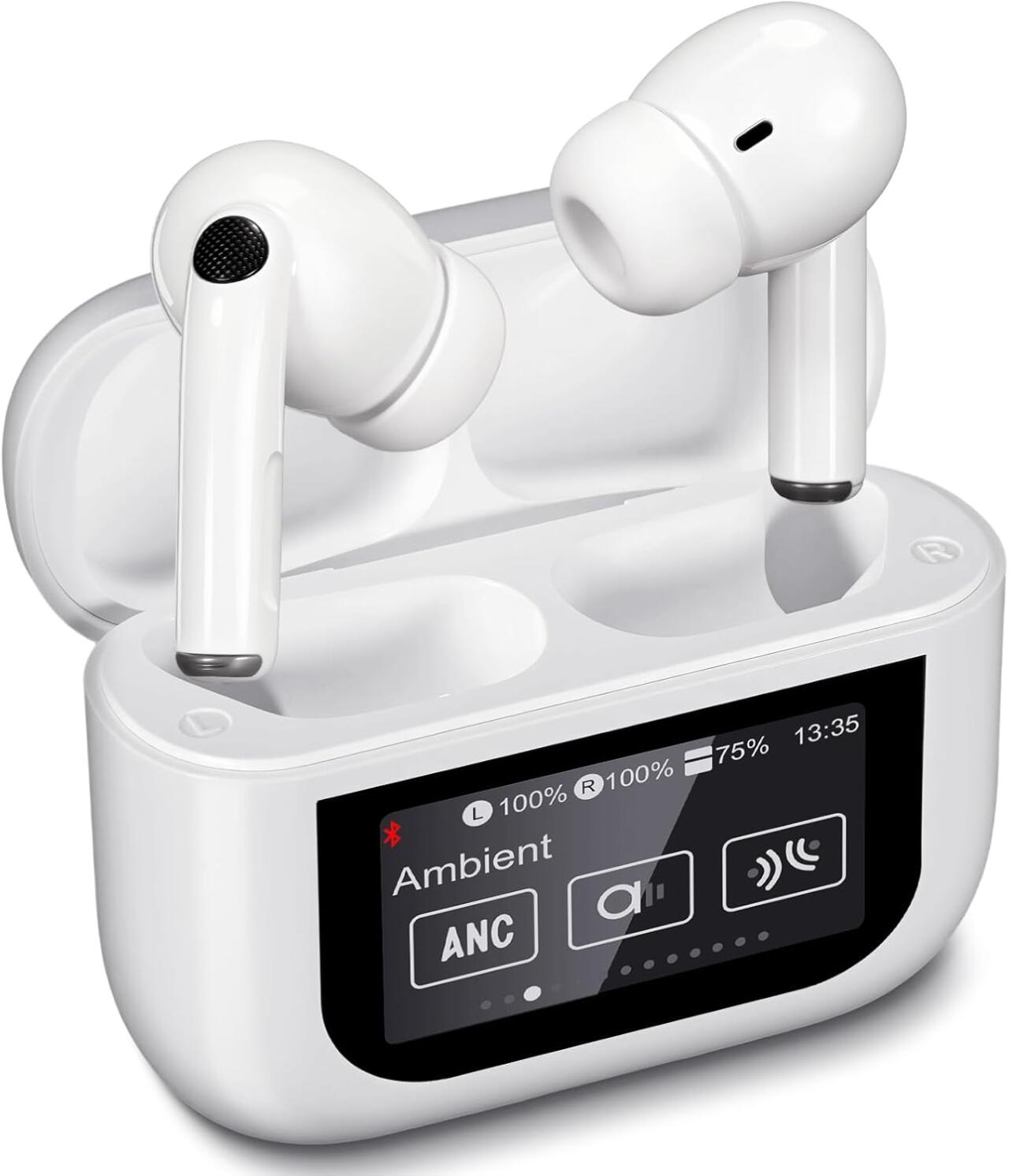 Auscultadores Bluetooth 5.4 GS Pro TWS | Ecrã Tátil | Cancelamento de Ruído ANC+ENC | IPX7