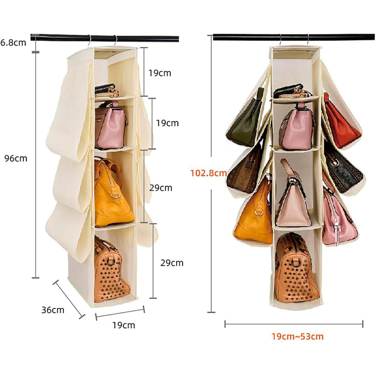 Organizador Suspenso para Armário | 10 Bolsos | Design Aberto | Tecido Oxford e PVC
