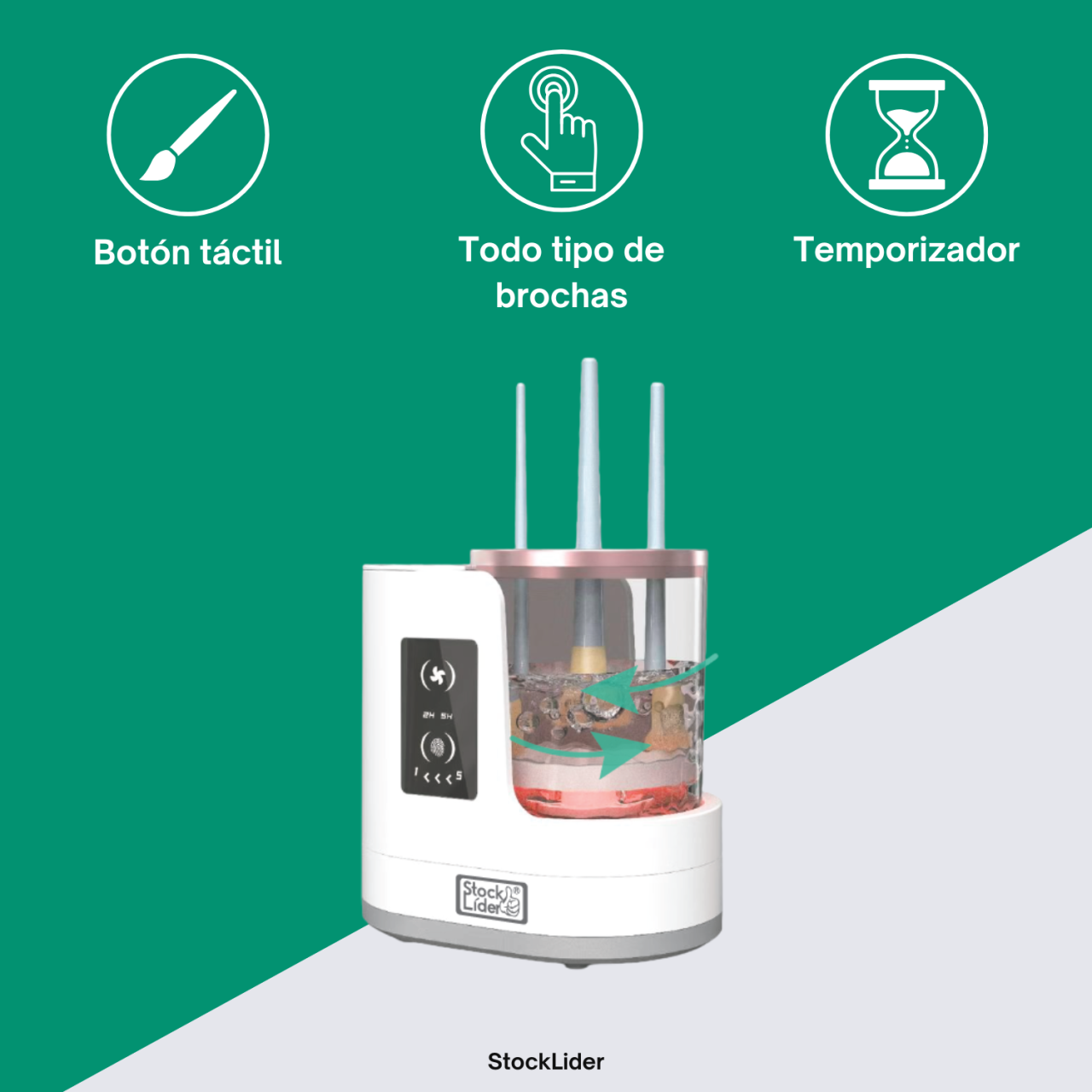 Limpador de Pincéis Elétrico 3 em 1 | 850 rpm - 5 Velocidades - USB | Stock Líder
