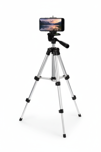 Trípode con smartphone montado